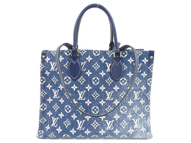 Borsa Louis Vuitton Monogram Jacquard Denim OnTheGo MM Blu navy