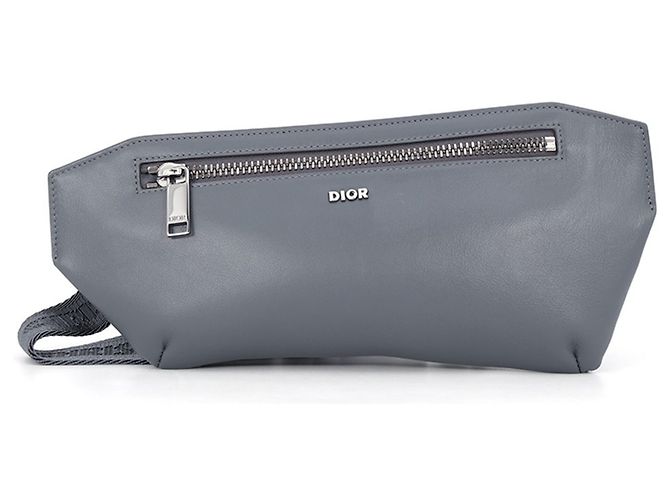 Sac Sling en cuir gris Christian Dior Marron