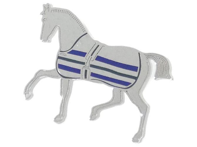 Hermès Hermes CHEVAL A LA COUVERTURES Schalring Schwarz Blau