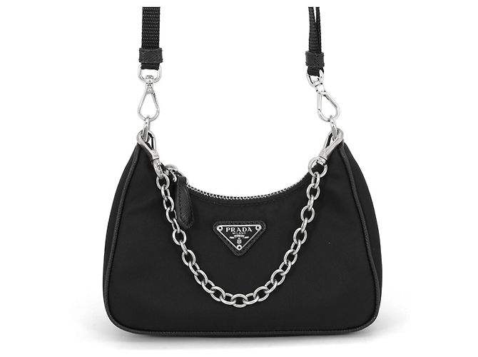 Borsa a tracolla Prada Re-Edition in nylon micro tessuto Nero