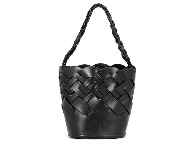 Prada Schultertasche aus Leder Schwarz