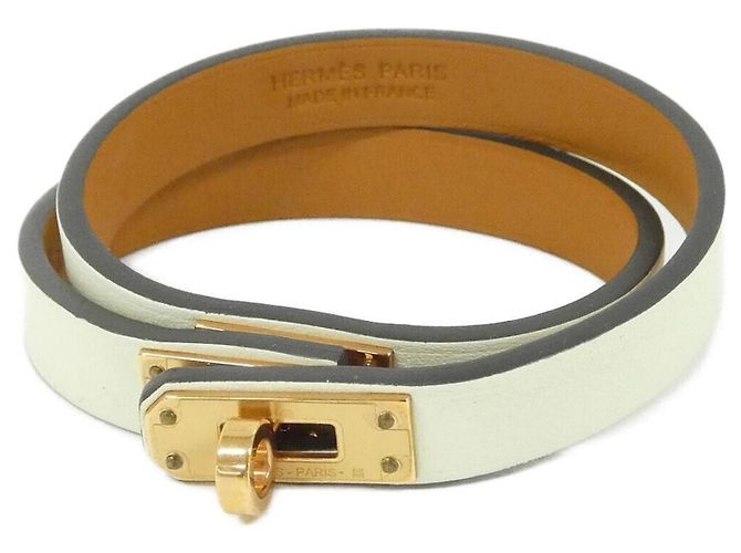 Hermès Pulseira Charm Hermes Mini Kelly Double Tour Verde Verde claro