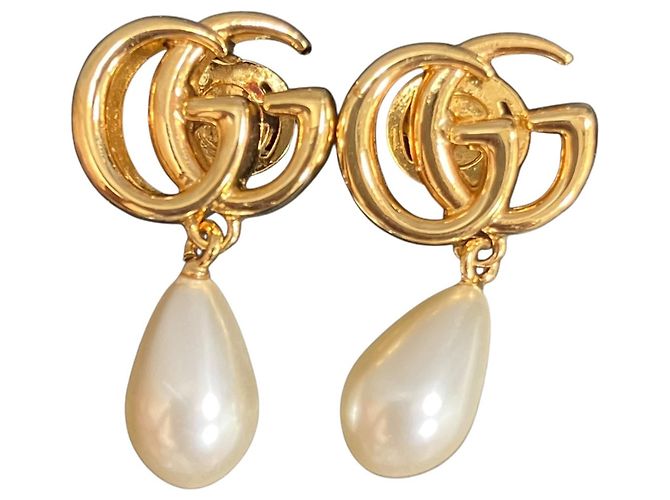 Pendientes Gucci Double G con perlas Dorado