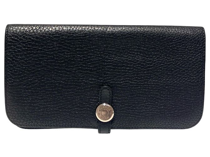 Hermès Hermes Dogon Long Leather Wallet Black