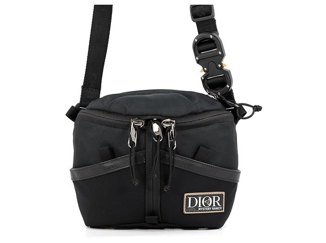 Borsa a tracolla in nylon e pelle Christian Dior Nero