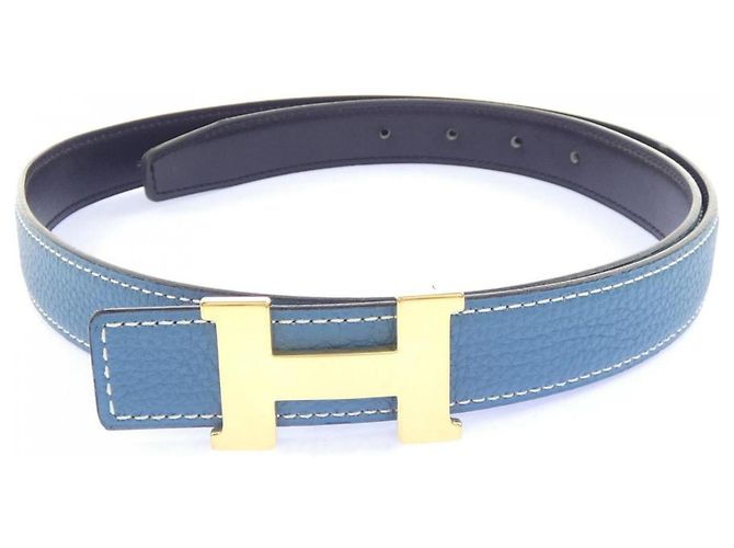 Hermès Cinturón reversible Hermes Mini Constance 24mm Negro Azul