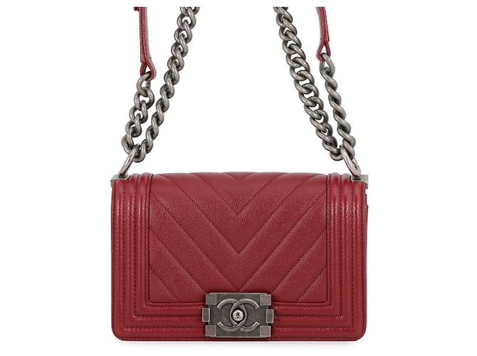 Bolsa de Ombro Chanel Boy Small Vermelha Vermelho