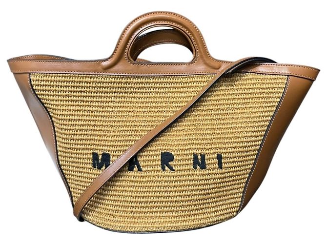 Sac à main panier Small Marni Marron