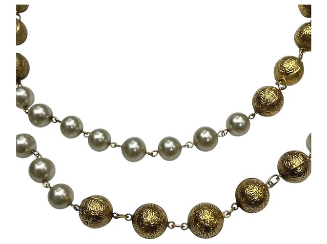Collier Chanel plaqué or Doré