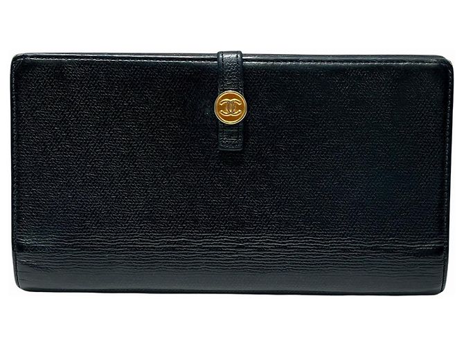 Carteira Longa Chanel - Coco Button Leather Preto