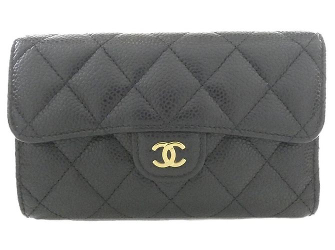 Chanel Timeless Classic Line AP0232 Wallet Black Dark red
