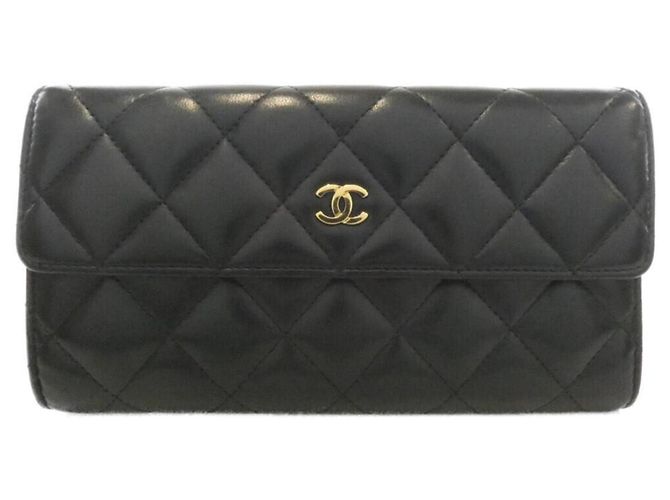 Chanel Timeless Classic Line 50096 Geldbörse Schwarz Bordeaux