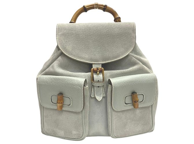 Sac à dos Gucci bleu en daim et cuir