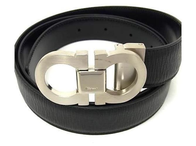 Salvatore Ferragamo Gancini Ledergürtel Schwarz
