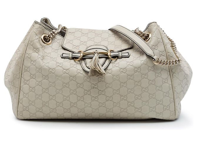 Tote Gucci Emily Large Guccissima Branco Fora de branco
