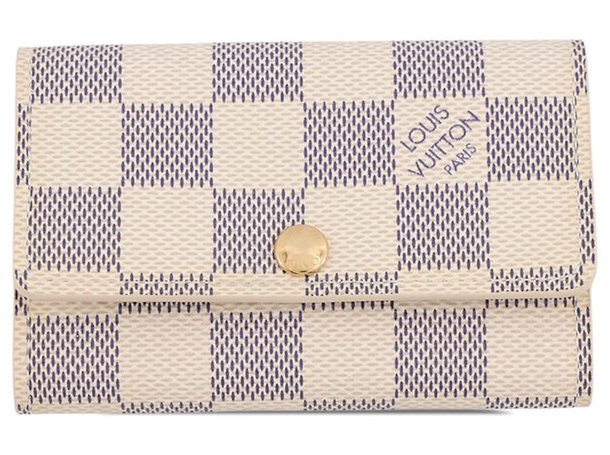 Louis Vuitton White Damier Azur 6 Key Holder Blanc