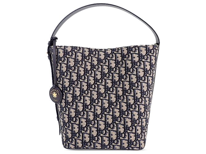 Autre Marque Borsa secchiello Diorstar piccola in tela Oblique blu Dior Blu navy