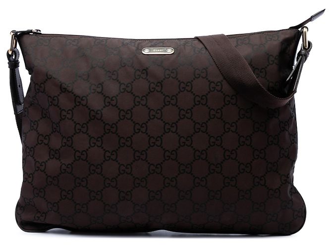 Borsa a tracolla Gucci in nylon GG marrone Marrone scuro