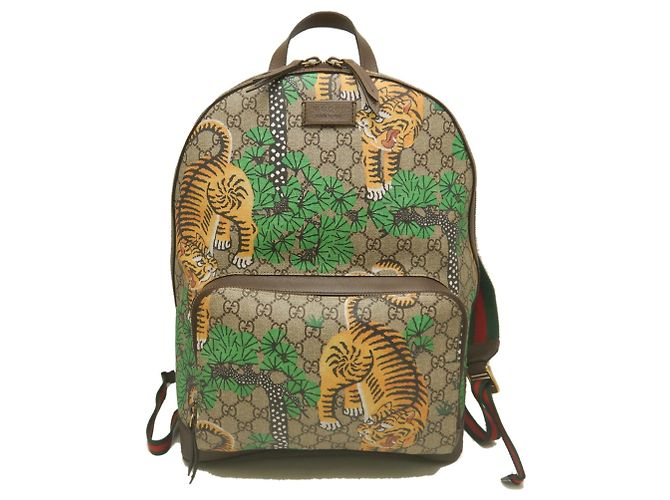 Gucci Bengal 428027 Backpack Beige Green Yellow