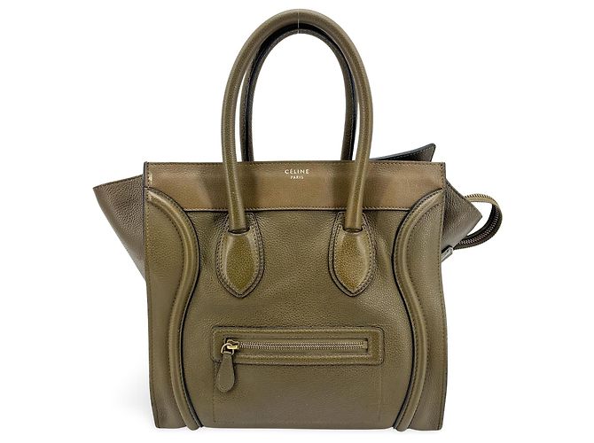 Céline Celine Luggage Smooth Leather Micro Caqui
