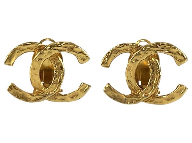 Chanel Vintage Coco Mark vergoldete Ohrringe Golden