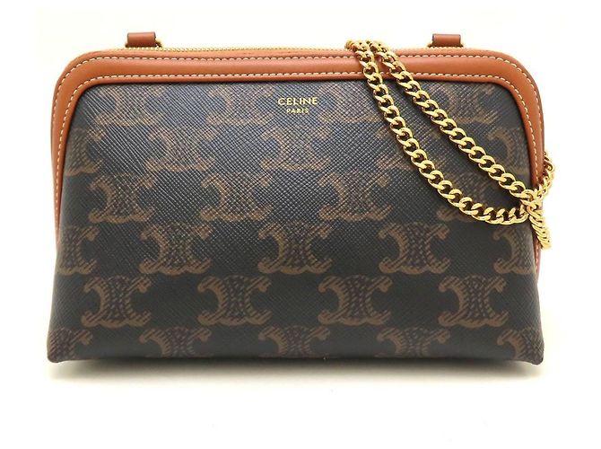 Céline Bolsa de Ombro e Clutch com Corrente Celine Marrom