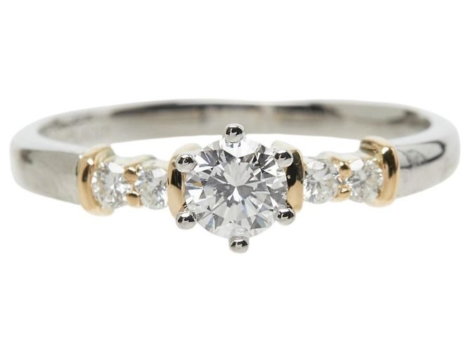 Anillo de compromiso Seiko de diamantes en platino y oro amarillo Plata Dorado