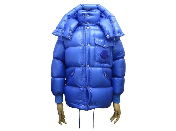 NUOVO MONCLER LAMENTIN DOWN JACKET GIACCA CON CAPPUCCIO T0 36 S CAPPOTTO BLU JACKET