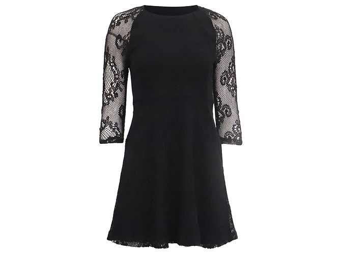 Mini abito Sandro Paris con maniche in pizzo in cotone nero
