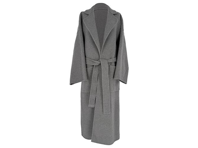 Loewe Oversized Belted Coat in Grey Wool