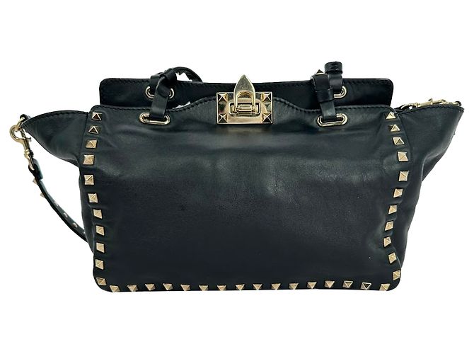 Valentino Garavani Rockstud Tote Bag Medium aus schwarzem Leder