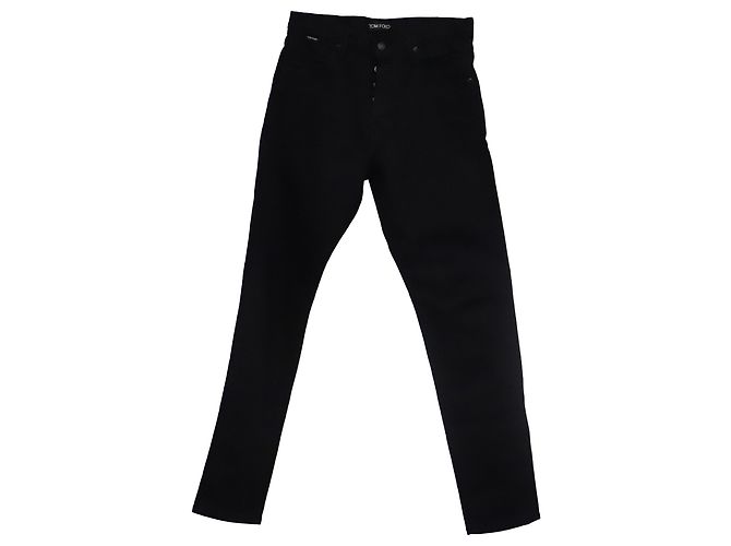 Jeans in denim affusellati Tom Ford in cotone nero