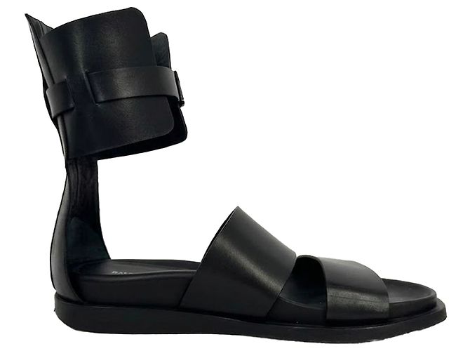 Ann Demeulemeester Belted Ankle Wrap Sandals in Black Leather