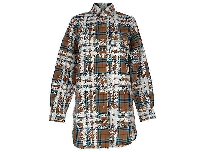 Camicia a maniche lunghe Burberry Scribbled in cotone multicolore