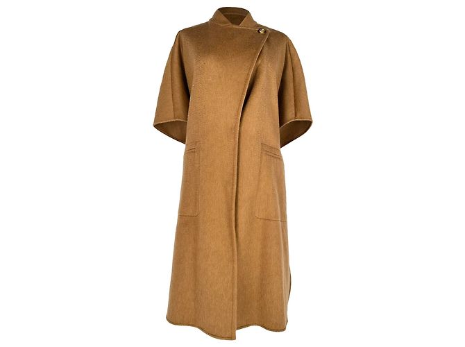 Max Mara Canapa Relaxed-Fit Cape Coat in Brown Wool