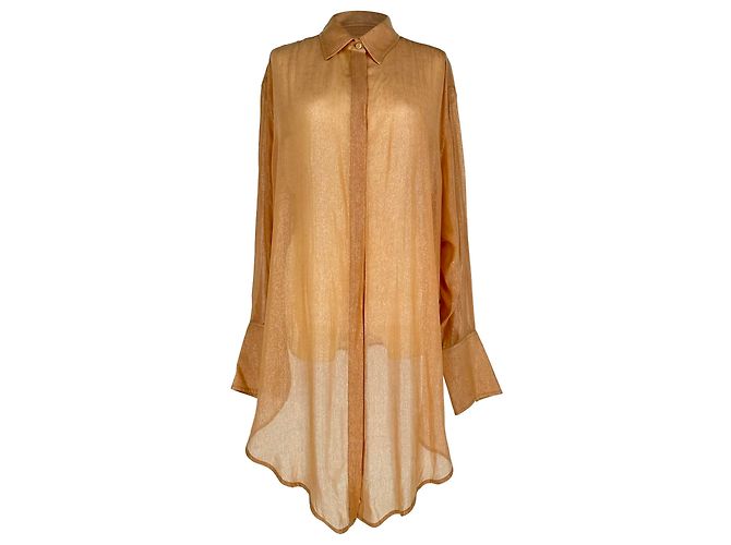 Chemise à manches longues pailletée Victoria Beckham en polyester pêche Rose
