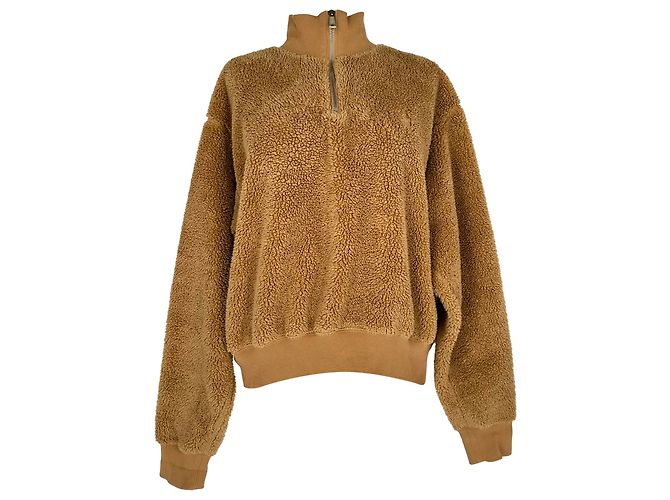 Polo Ralph Lauren Fleece Sherpa Quarter Zip Jacke aus braunem Polyester