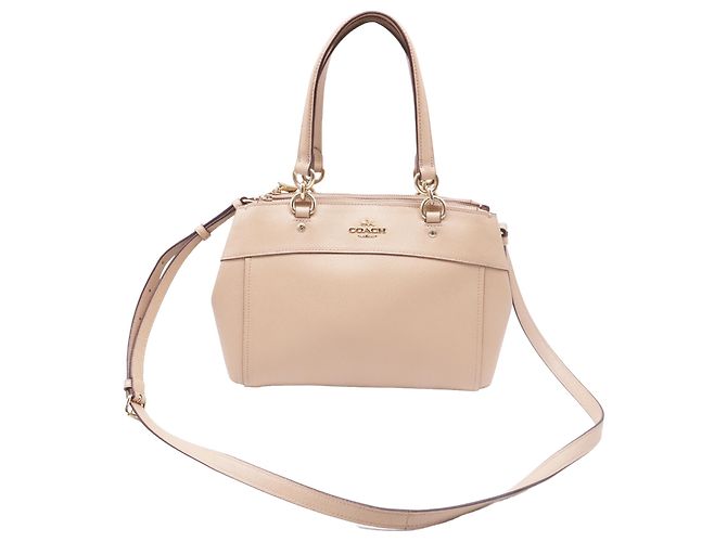 Saco Carryall Coach Medium Brooke em couro bege