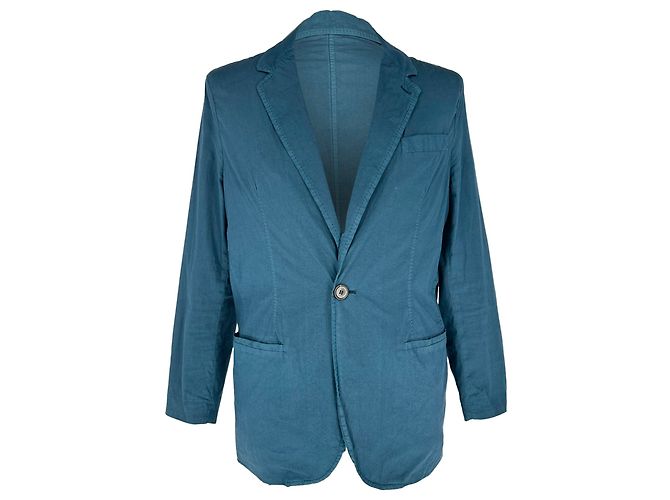 Lanvin einreihiger Blazer mit Taschen aus blauer Baumwolle