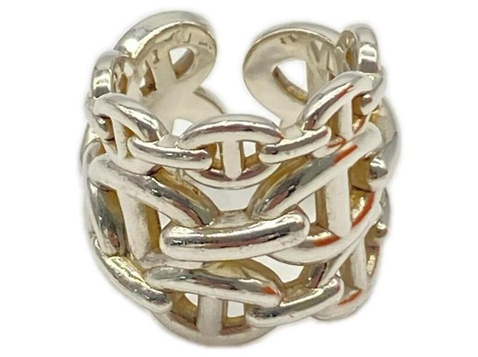 Hermès HERMES Chaine d'Ancre Enchainée GM #51 Silver Band Ring Silvery