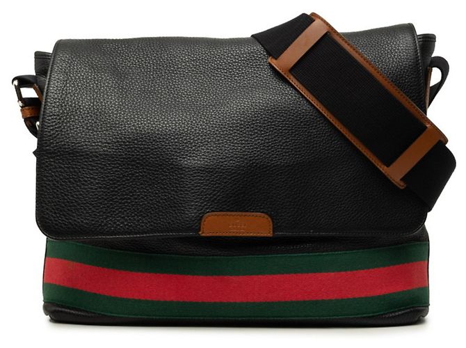 Borsa a tracolla Gucci Sherry Line Nero Rosso Verde