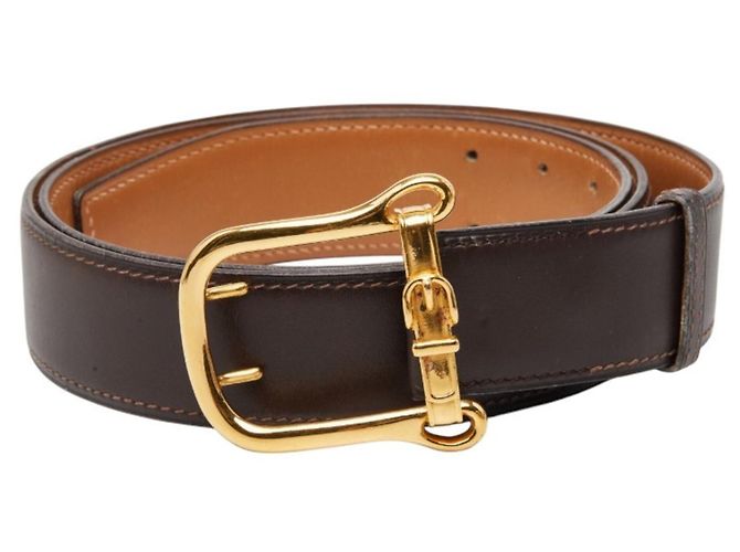 Hermès Cinto de couro marrom e dourado Hermes