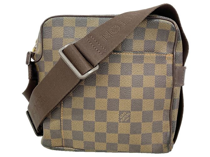 Bolsa de Ombro Louis Vuitton Damier Olaf PM N41442 Ebene Masculina Damier ebene