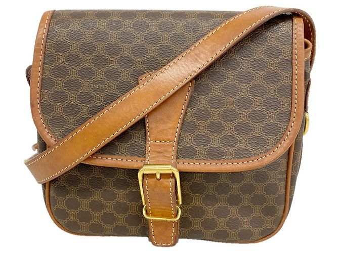 Céline Celine Macadam Shoulder Bag Brown