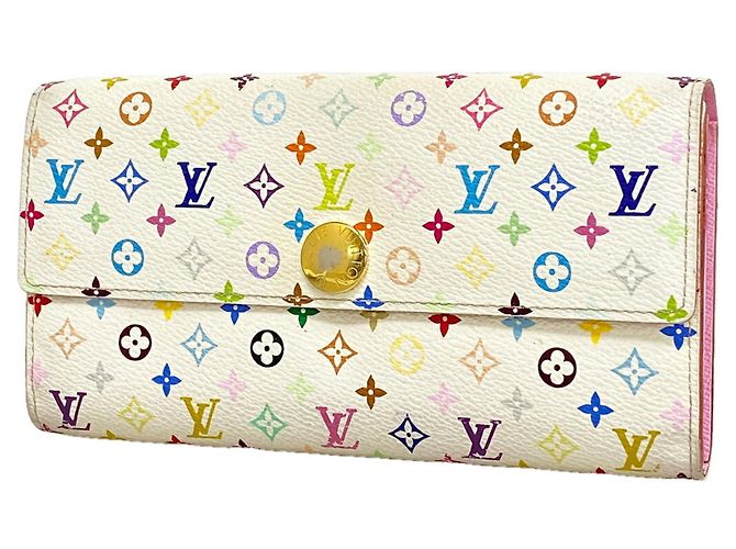 Louis Vuitton Monogram Multicolor Portefeuille Sarah Long Wallet Pink White