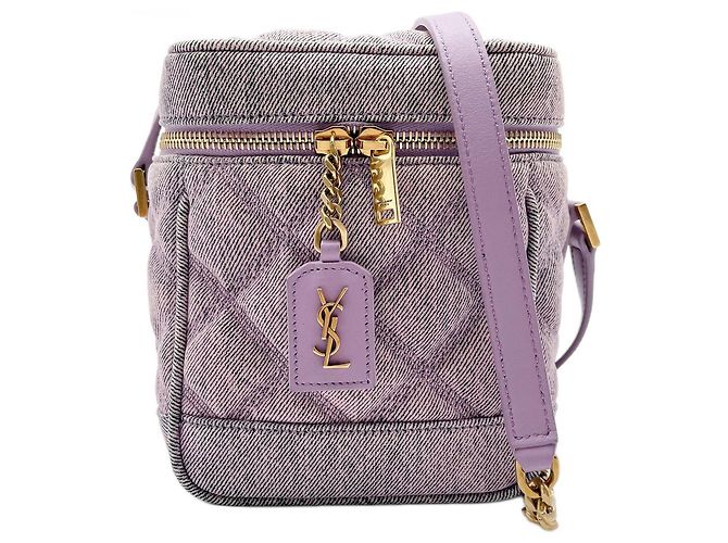 Bolsa de Ombro Vanity acolchoada Yves Saint Laurent dos anos 80 Roxo