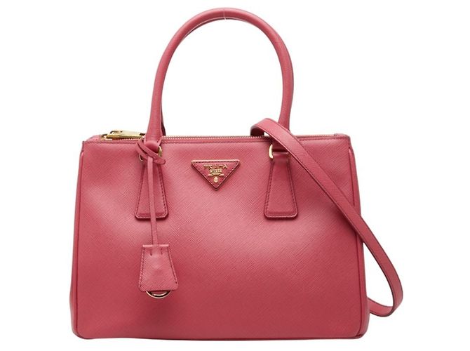 Sac à main Prada Galleria avec plaque logo triangle Rose