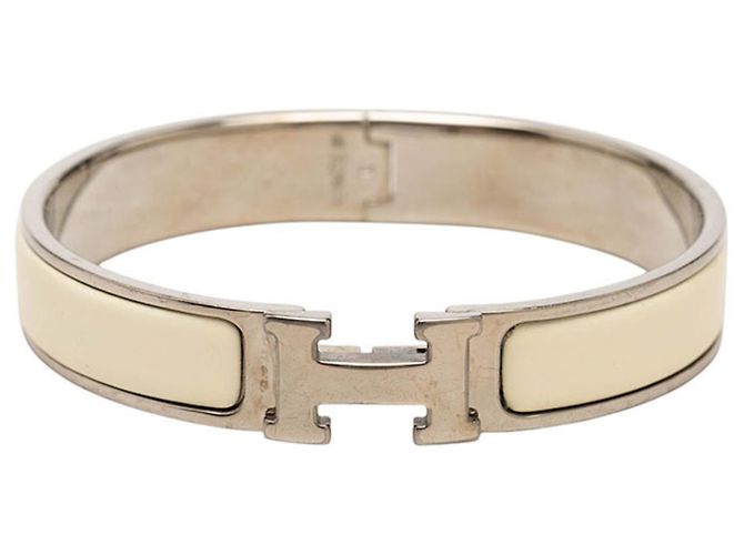 Hermès Hermes Click H GM Costume Charm Armband Silber Weiß