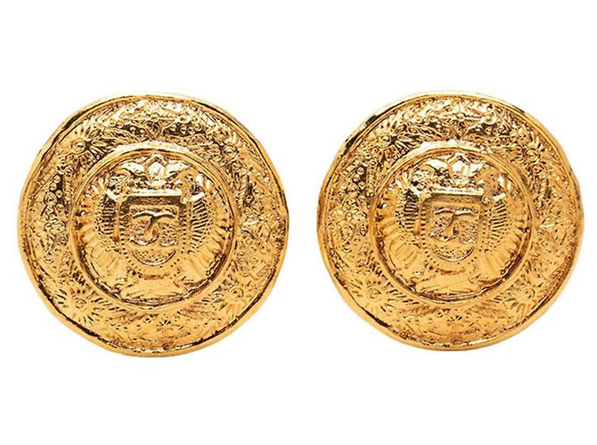 Pendientes de clip redondos Chanel Coco Mark Dorado