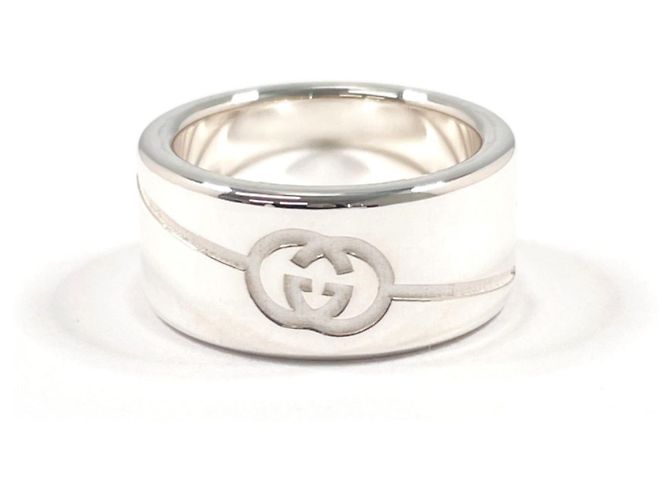 Gucci Diagonal Interlocking G Ring Silber